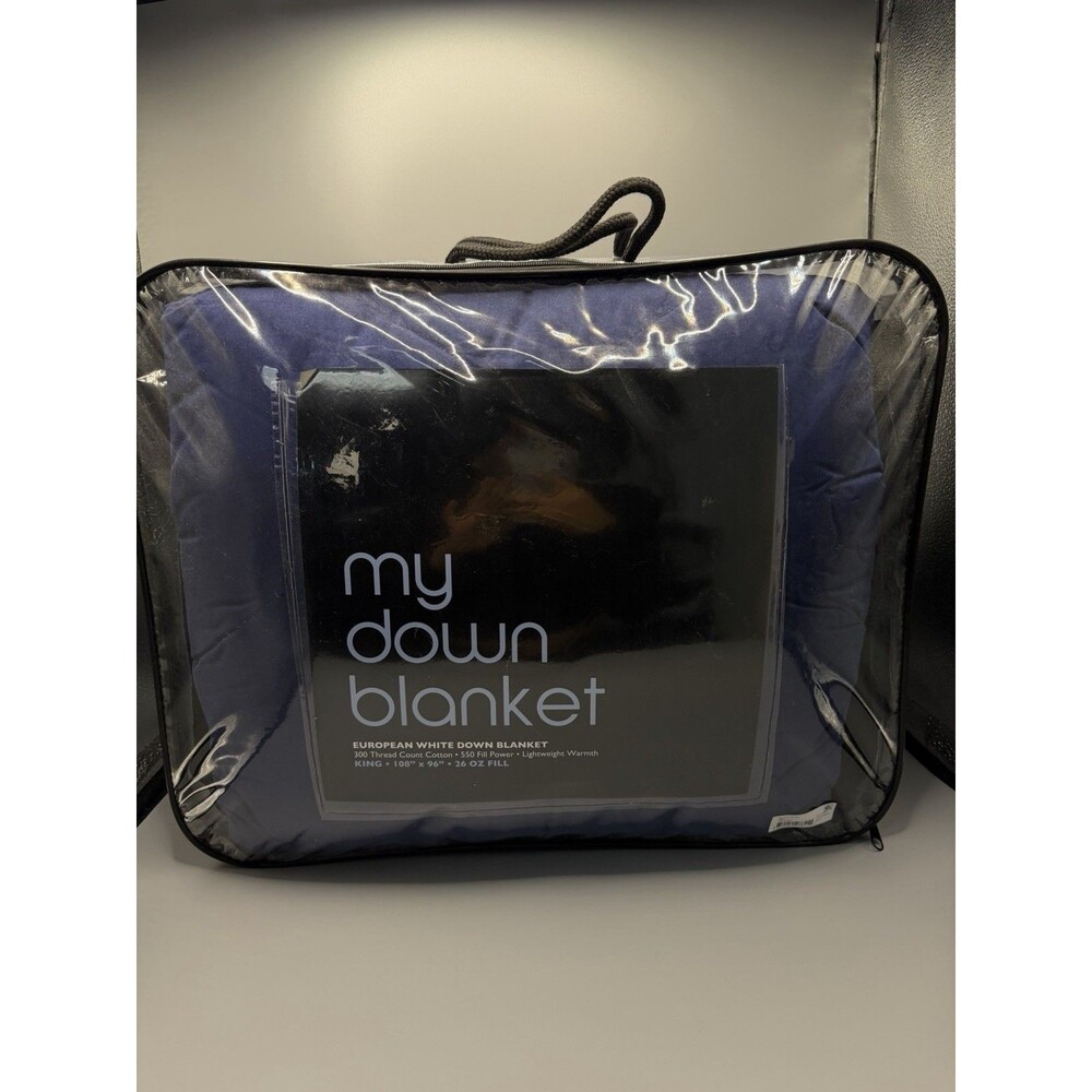 Bloomingdale’s My Down Blanket KING European White Down Blanket Navy